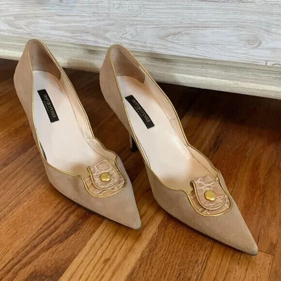 Vintage Sergio Rossi Vero Cuoio Heels - Giraffe Print Leather Buckle - Picture 4 of 10